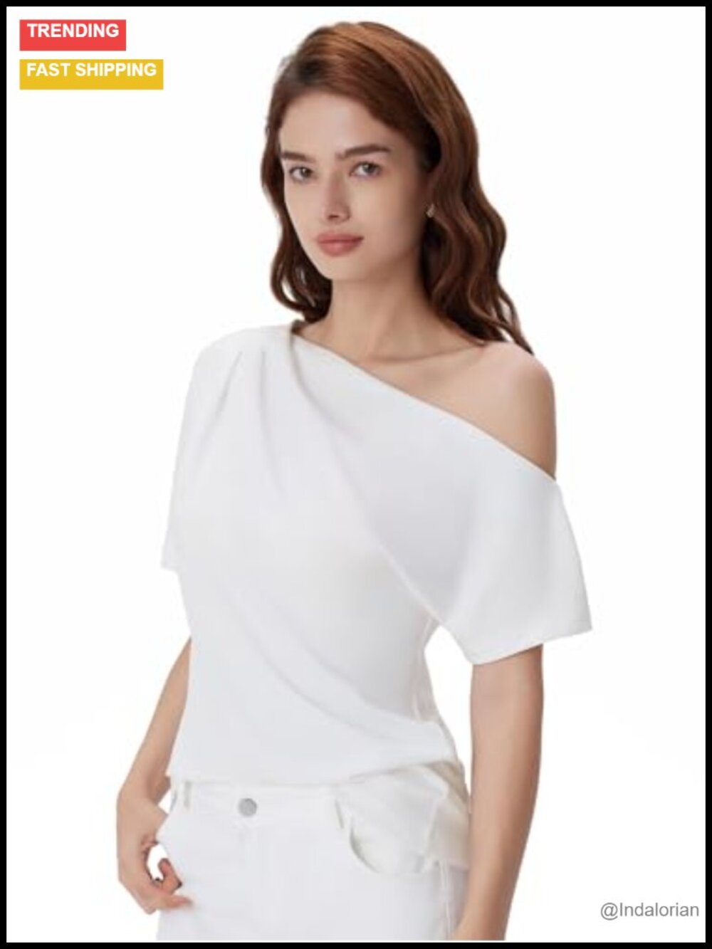 Off Shoulder One Shoulder Asymmetric Short Sleeve Top Going Out Summer